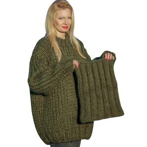 SuperTanya large XL Hand Knit Chunky mohair  Sweater Made Bulgaria NO TURTLENECK